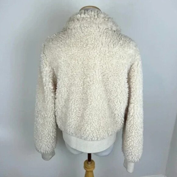 Zara Teddy Fuzzy Cream Zip Up Jacket - Picture 5 of 6